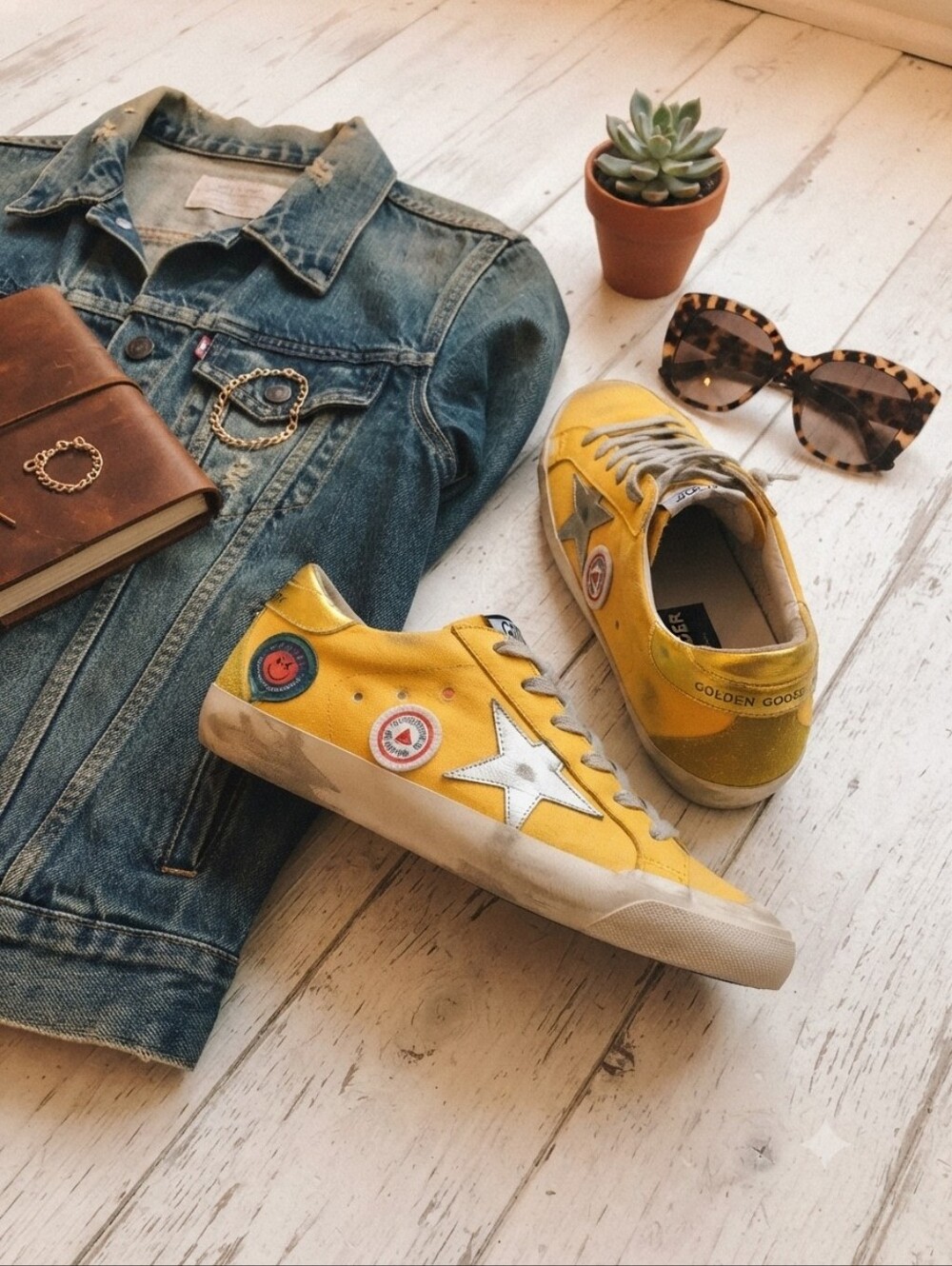 Golden Goose Superstar Yellow Dream Sneakers EU 40 US 10 Rare Graphic Patch